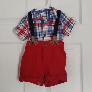 Plaid patriotic suspender set